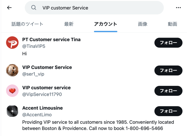 VIP customer Service_Twitterによる検索